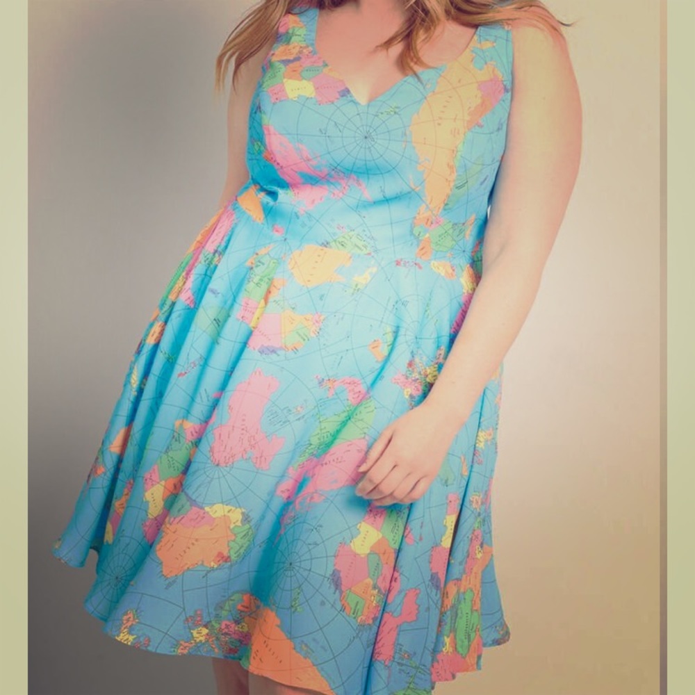 NWT LIZA LUXE MODCLOTH WORLD ATLAS DRESS 3X